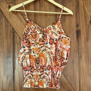 NWT Daytrip Orange and Cream Floral Camisole Medium